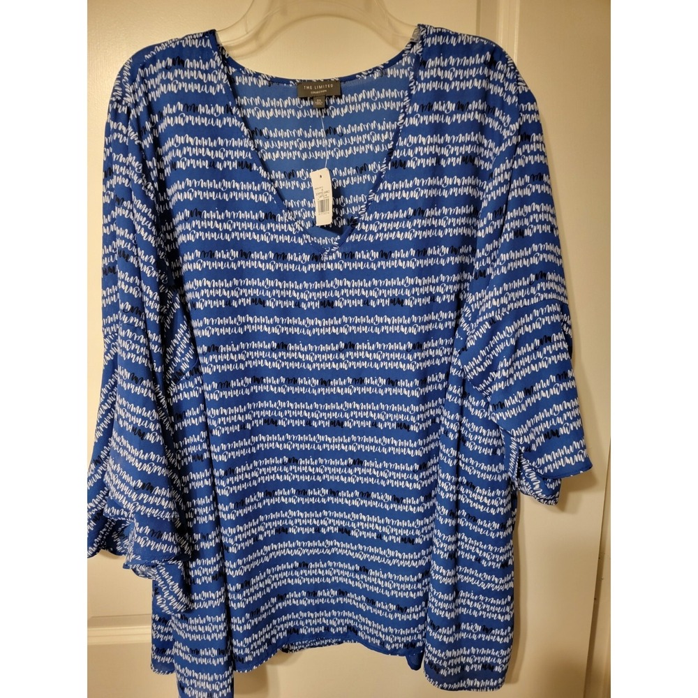 The Limited Collection Blue Shell  Overlay Blouse Top Plus Size 2X‎